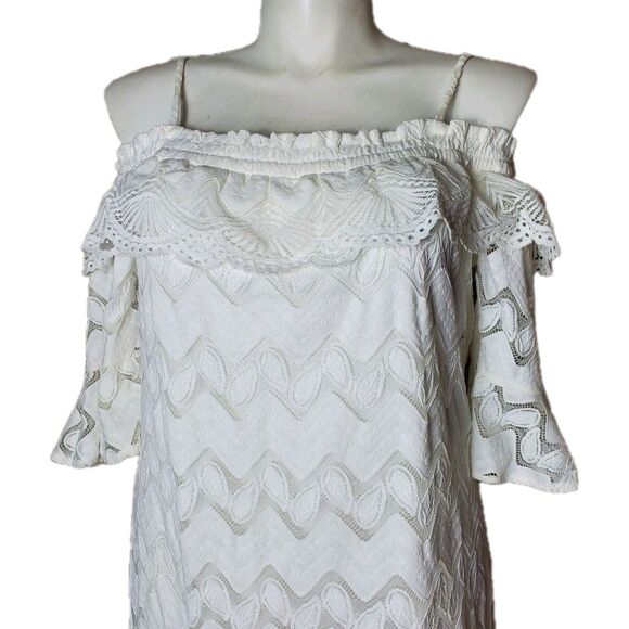 ViVi By Violet Weekend Ivory Lace Crochet Off the Shoulder White Dress Size XL - Picture 4 of 11